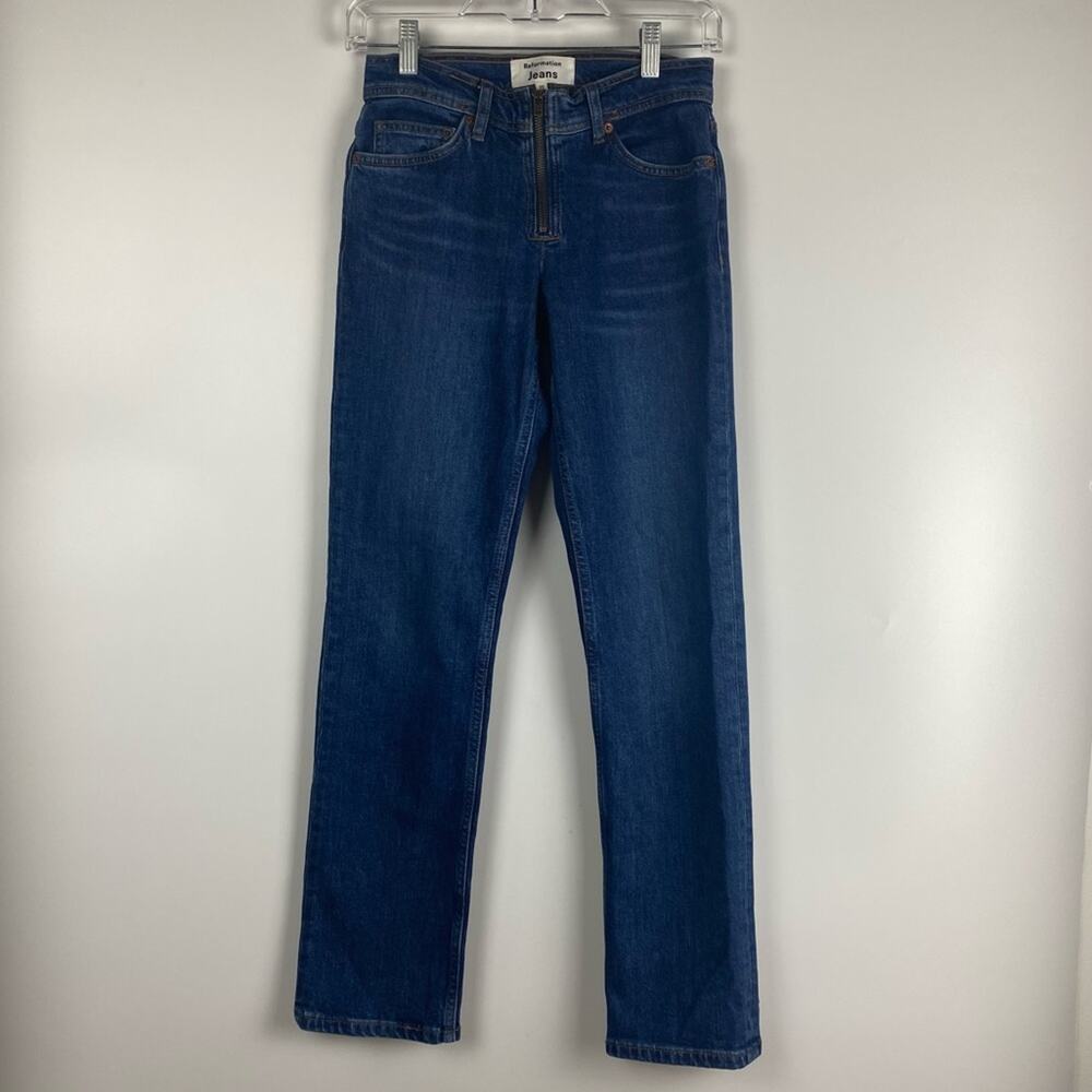 Reformation Julianna Y2K Blue Zip Front Straight Leg Jeans Women’s Size 23 - Picture 3 of 10